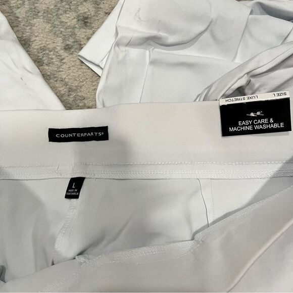 NWT Counterparts White Luxe Stretch Capris Split Hem Rhinestones Size Large - Picture 4 of 7